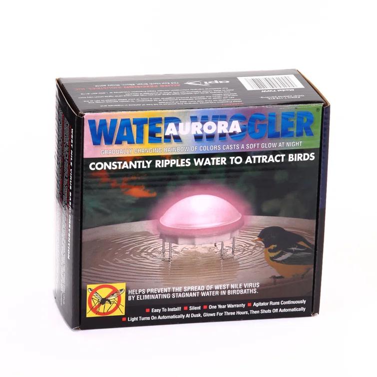 Water Wiggler Bird Bath Water Agitator, Includes Rainbow Night Light