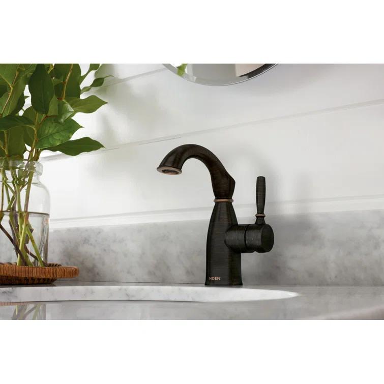 Moen Sarona Single Hole Bathroom Faucet with Drain Assembly and Optional Deckplate