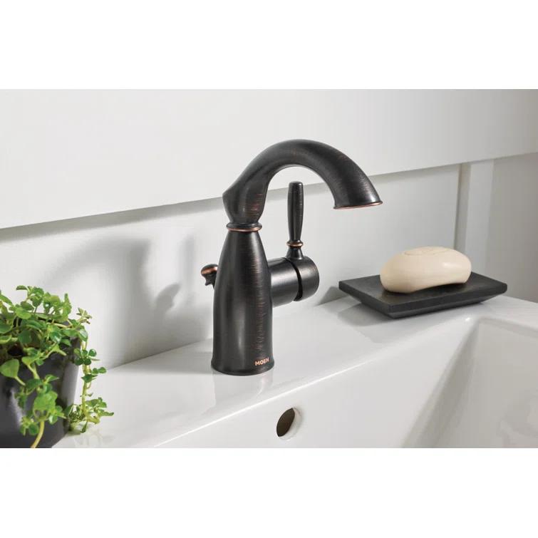 Moen Sarona Single Hole Bathroom Faucet with Drain Assembly and Optional Deckplate