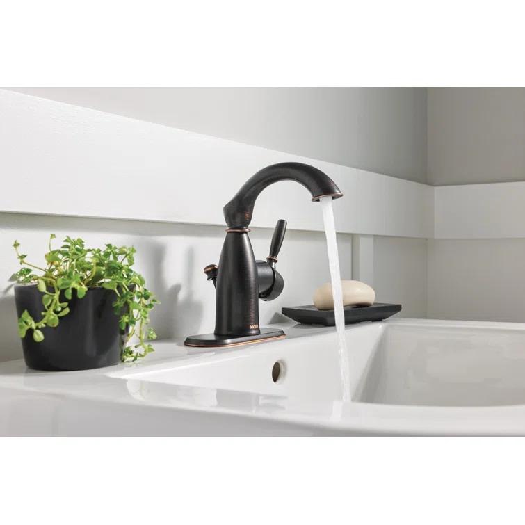 Moen Sarona Single Hole Bathroom Faucet with Drain Assembly and Optional Deckplate