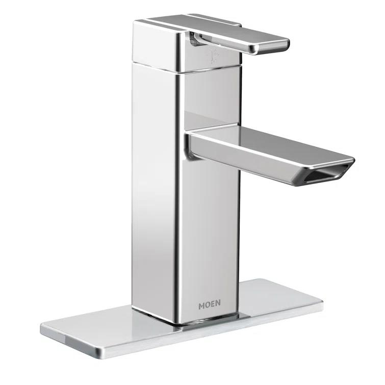 90 Degree Single Hole Bathroom Faucet with Drain Assembly