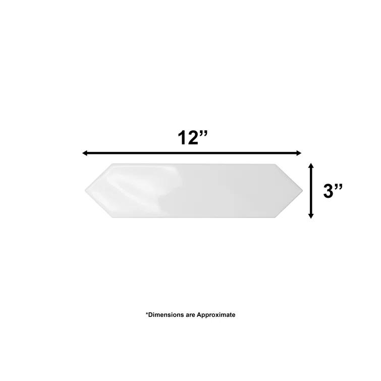 Arte 3" x 12" Picket Zellige Look Glossy Subway Wall Tile