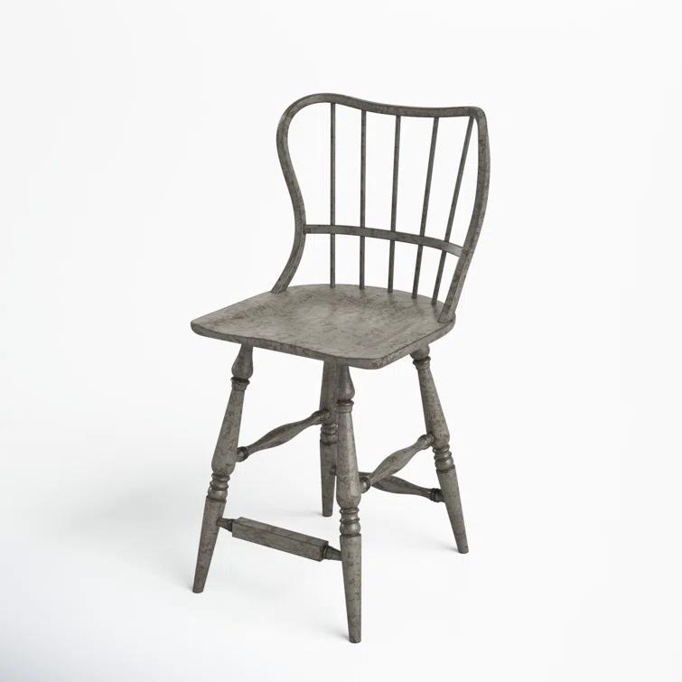 Transitional Speckled Gray 24" Wood Counter Stool