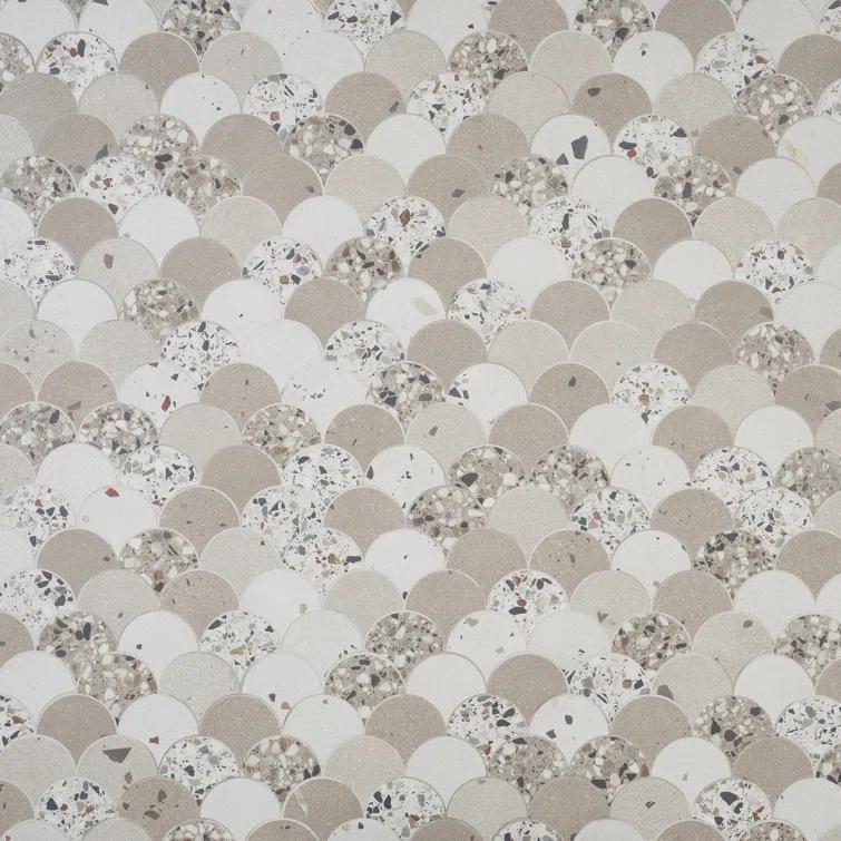 Lane 11" x 16" Porcelain Fish Scale Mosaic Wall & Floor Tile (1.2 sq. ft. / each)