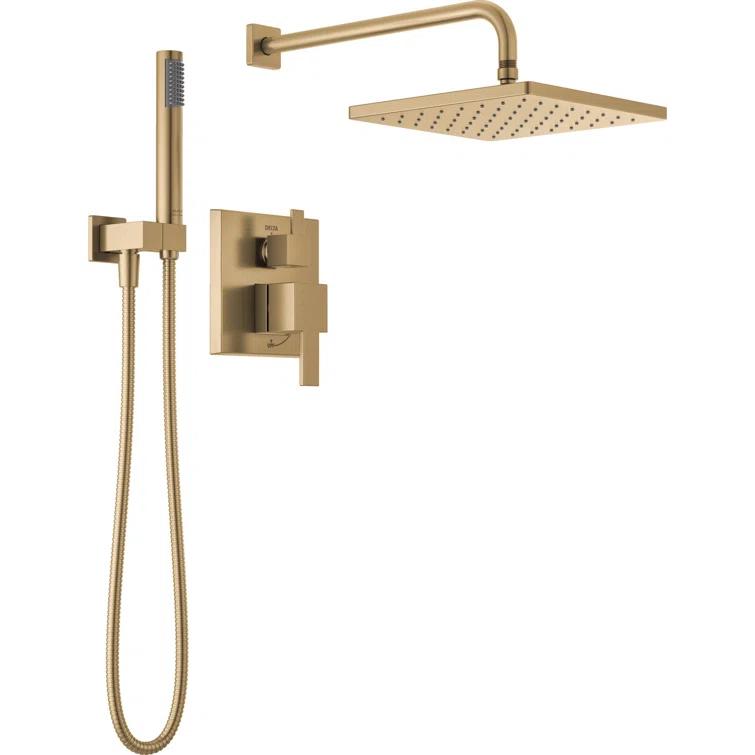 Modern Raincan Square Shower System, Rain Shower Head with Handheld Spray, Shower Faucet Set