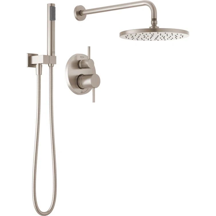 Modern Raincan Round Shower System, Rain Shower Head with Handheld Spray, Shower Faucet Set