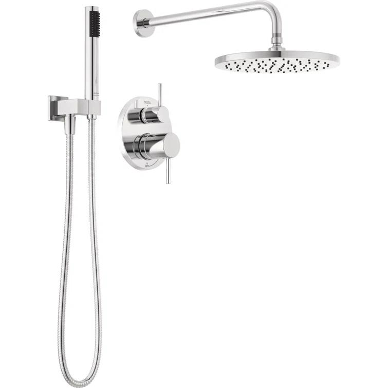 Modern Raincan Round Shower System, Rain Shower Head with Handheld Spray, Shower Faucet Set