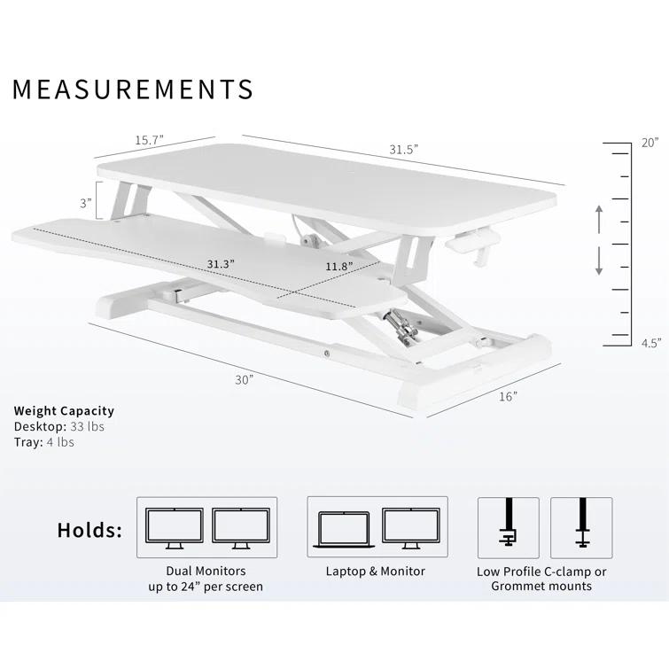 VIVO Height Adjustable Standing Desk Converter (DESK-V000K Series)
