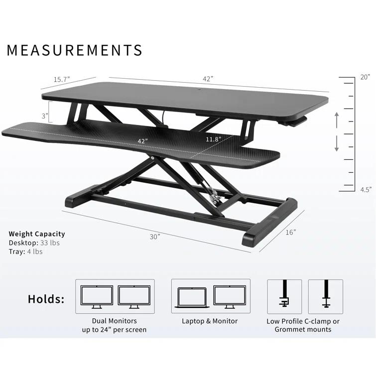 VIVO Height Adjustable Standing Desk Converter (DESK-V000K Series)