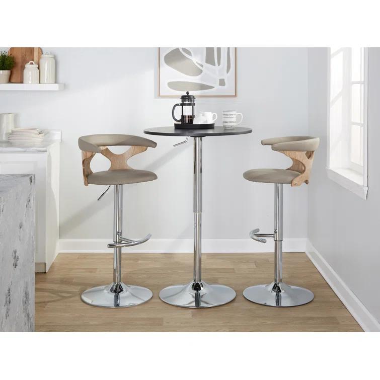 LumiSource Gardenia Swivel Upholstered Adjustable Height Counter Stool with Metal Frame (Set of 2)