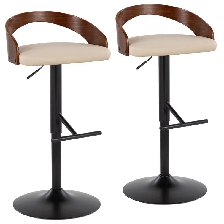 Grotto Swivel Upholstered Adjustable Height Counter Stool with Metal Frame (Set of 2)