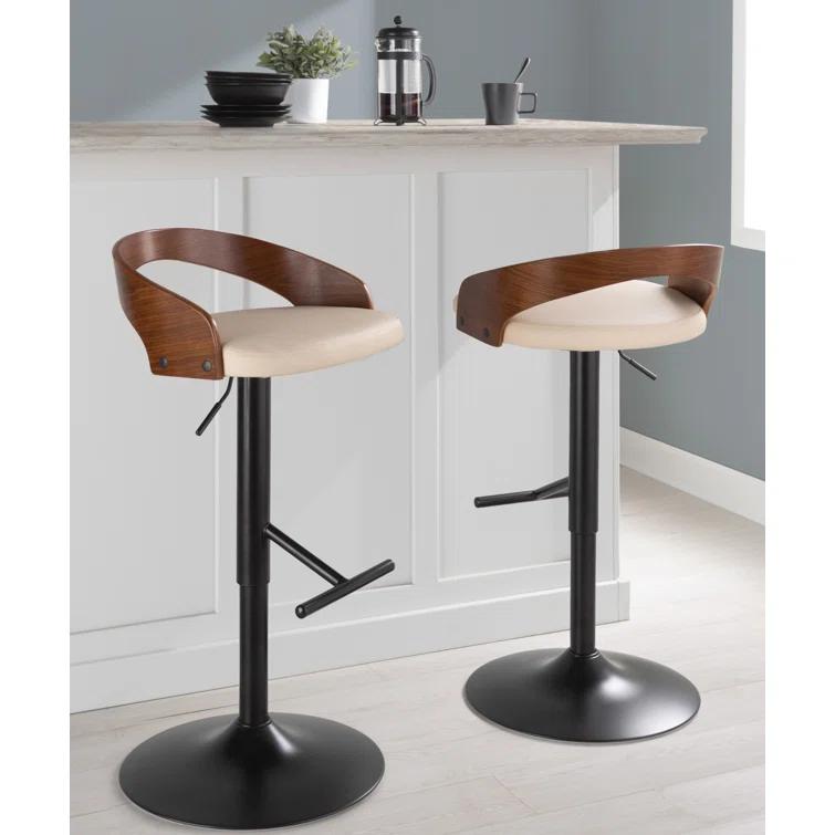 Grotto Swivel Upholstered Adjustable Height Counter Stool with Metal Frame (Set of 2)