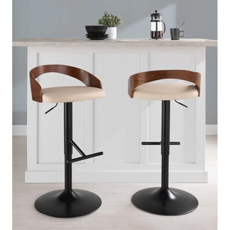Grotto Swivel Upholstered Adjustable Height Counter Stool with Metal Frame (Set of 2)