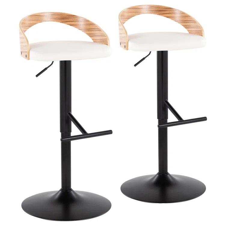 Grotto Swivel Upholstered Adjustable Height Counter Stool with Metal Frame (Set of 2)