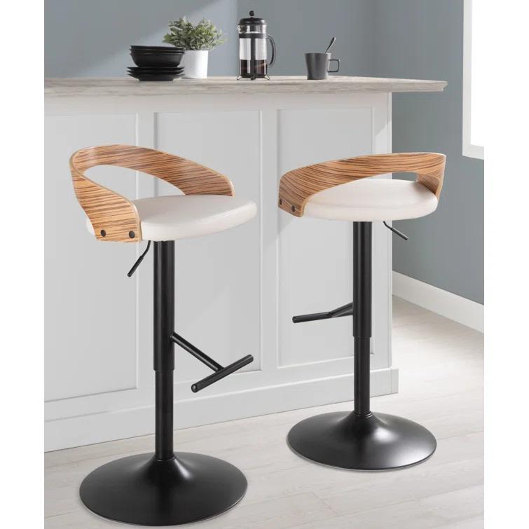 Grotto Swivel Upholstered Adjustable Height Counter Stool with Metal Frame (Set of 2)