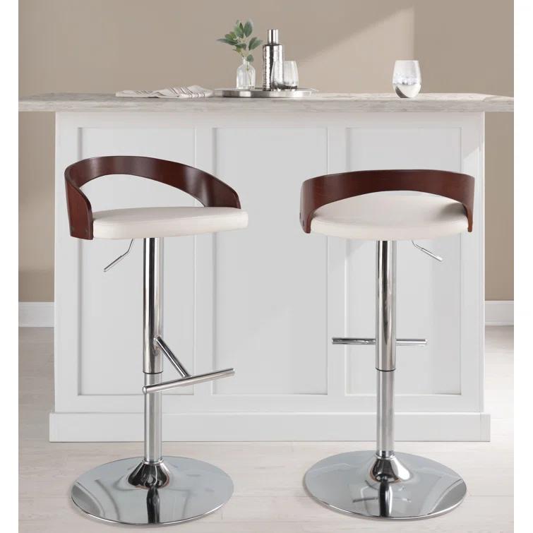 Grotto Swivel Upholstered Adjustable Height Counter Stool with Metal Frame (Set of 2)