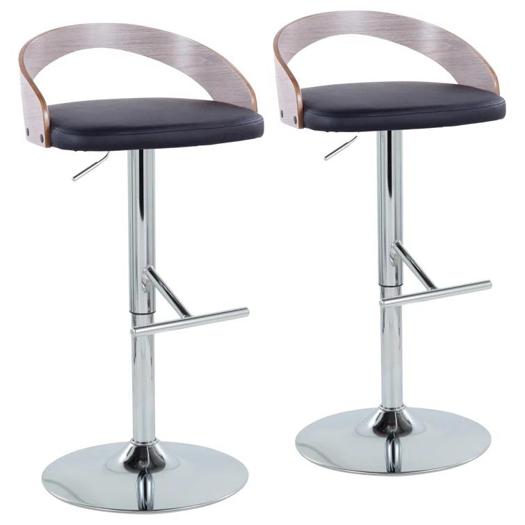 LumiSource Grotto Swivel Upholstered Adjustable Height Counter Stool with Metal Frame (Set of 2)
