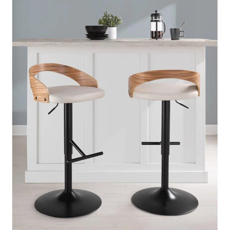 Grotto Swivel Upholstered Adjustable Height Counter Stool with Metal Frame (Set of 2)