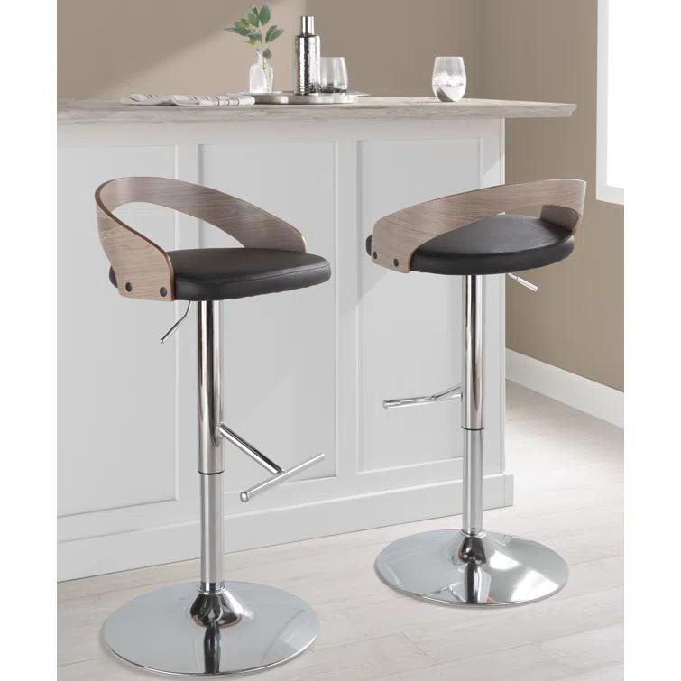 LumiSource Grotto Swivel Upholstered Adjustable Height Counter Stool with Metal Frame (Set of 2)