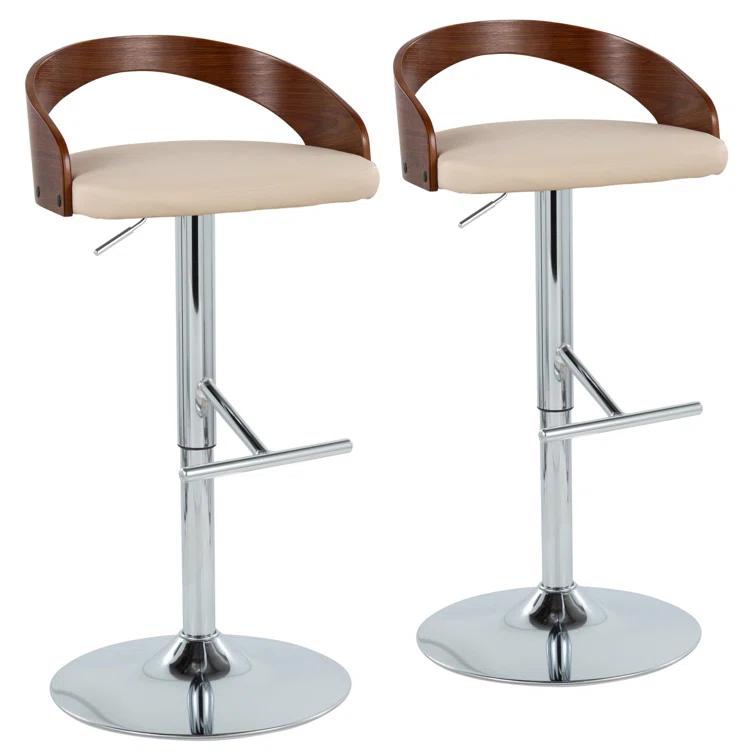 Grotto Swivel Upholstered Adjustable Height Counter Stool with Metal Frame (Set of 2)