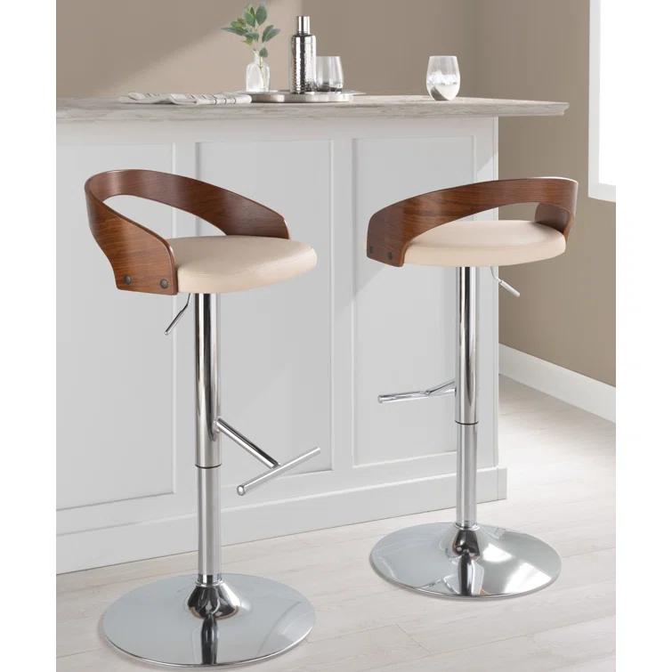 Grotto Swivel Upholstered Adjustable Height Counter Stool with Metal Frame (Set of 2)