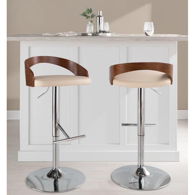 Grotto Swivel Upholstered Adjustable Height Counter Stool with Metal Frame (Set of 2)