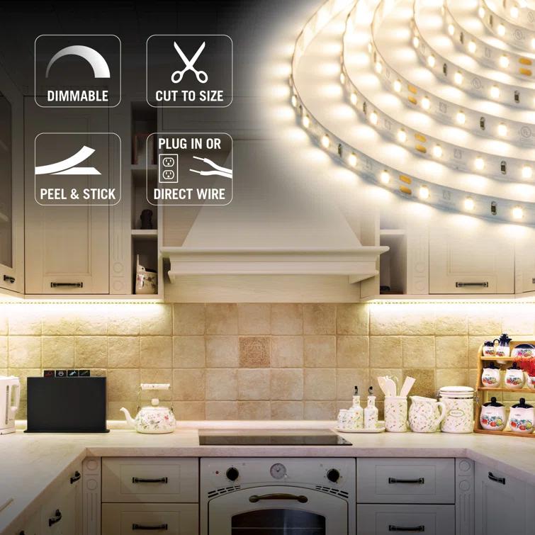 RibbonFlex Home 24V AC Dimmable White LED Strip Light Kit, 3000K