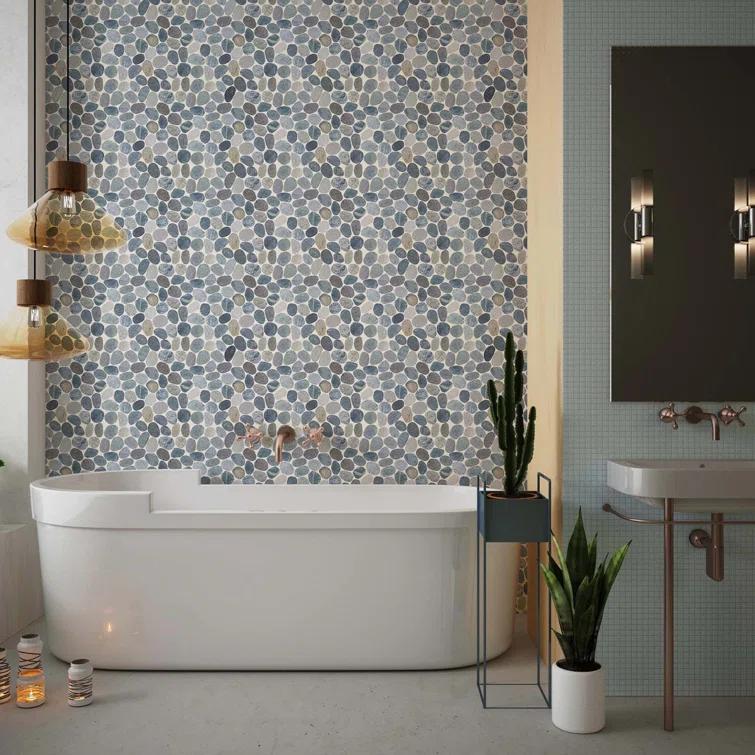 b.o.i Hawaii 12" x 12" Natural Stone Pebbles Mosaic Wall & Floor Tile