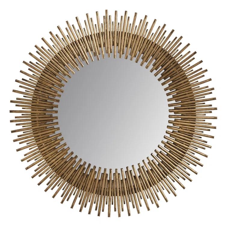Aurora Gold Sunburst Ironwork Round Wall Mirror 30.5"