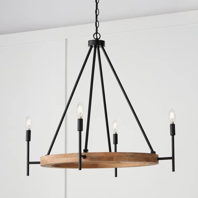 Jonah 4 - Light Dimmable Wagon Wheel Chandelier