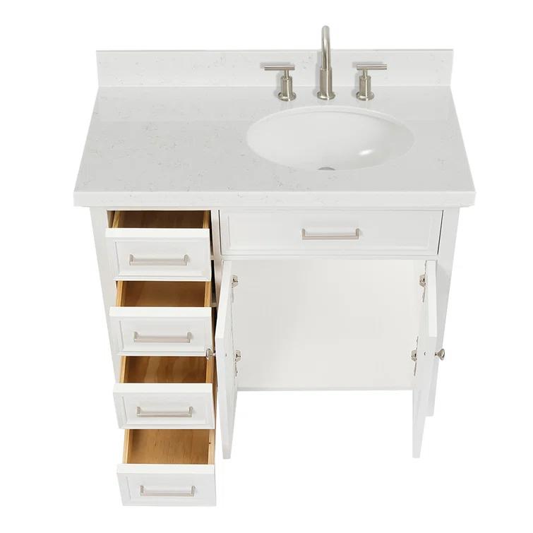 Ariel D036srcqovo Kensington 36" Free Standing Single Basin Vanity Set - White / Carrara