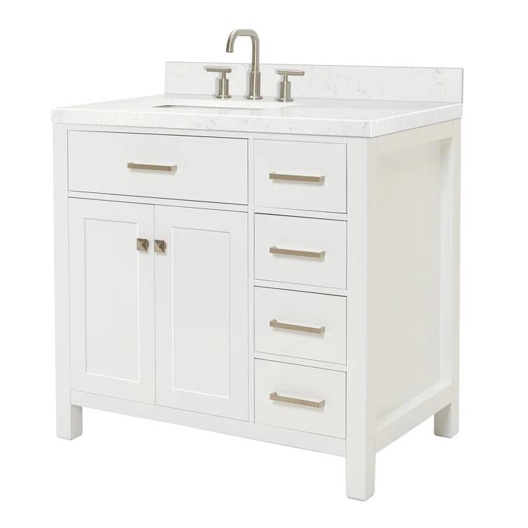 Ariel H036slcqrvo Bristol 36" Free Standing Single Basin Vanity Set - White
