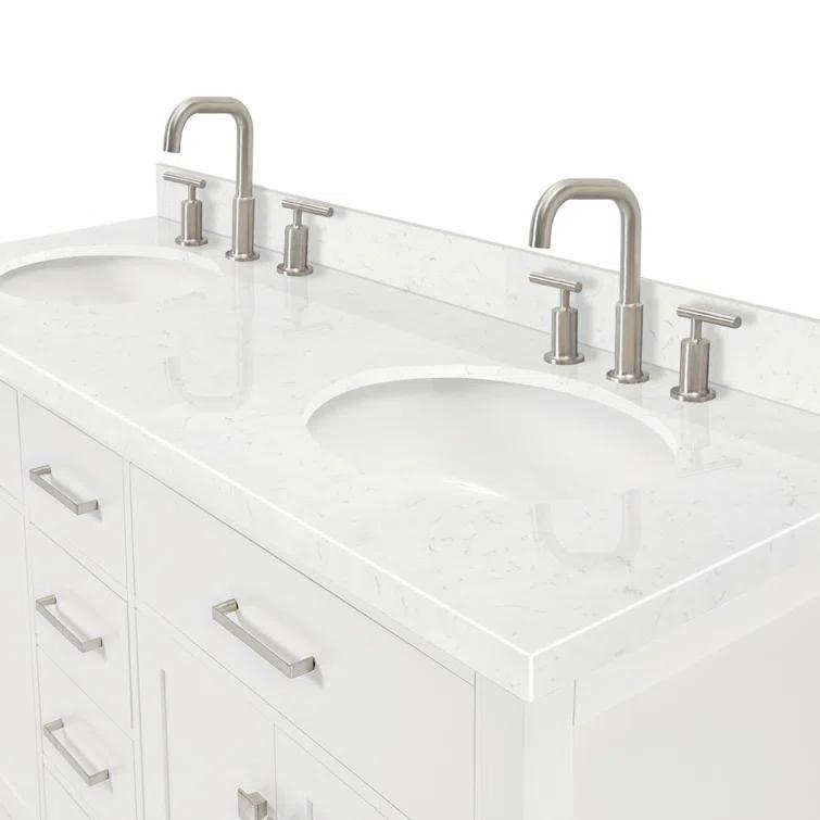 Ariel H060dcqovo Bristol 60" Free Standing Double Basin Vanity Set - White