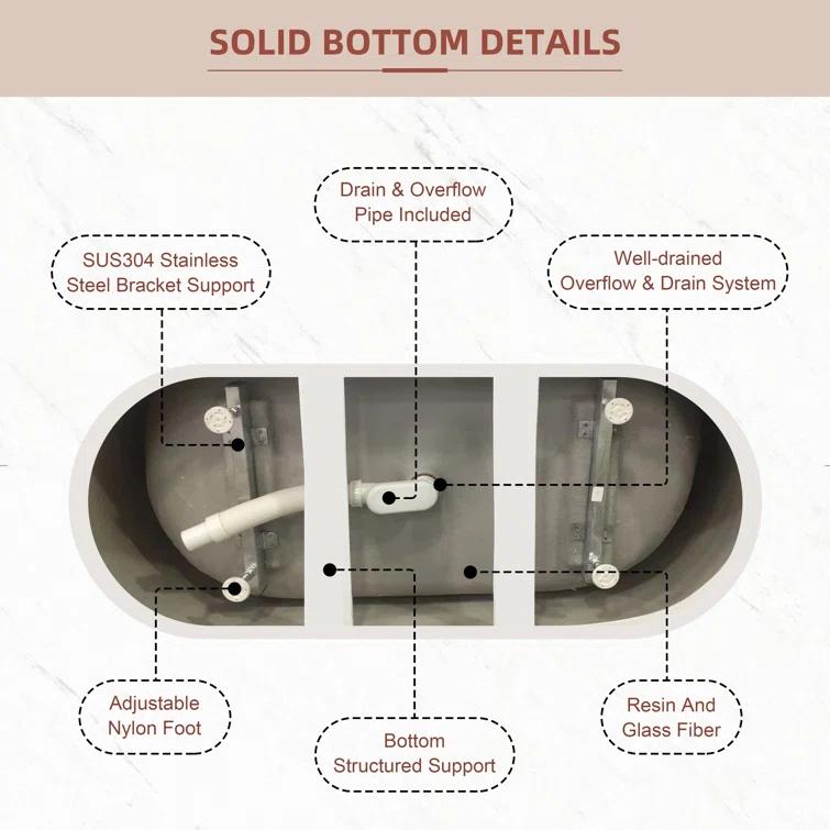 KDK HOME 67 in Freestanding Bathtub Acrylic Deep Soaking Tubs with Overflow
