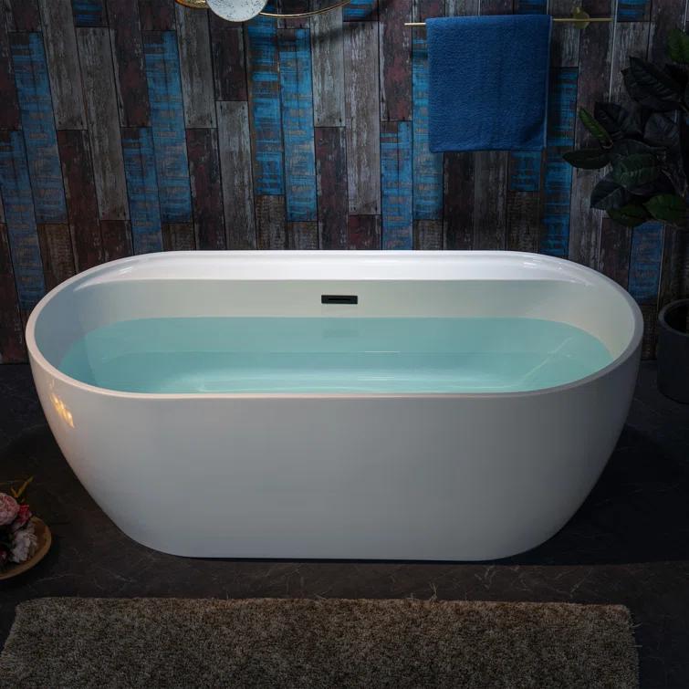 67" x 31.5" Freestanding Soaking Acrylic Bathtub