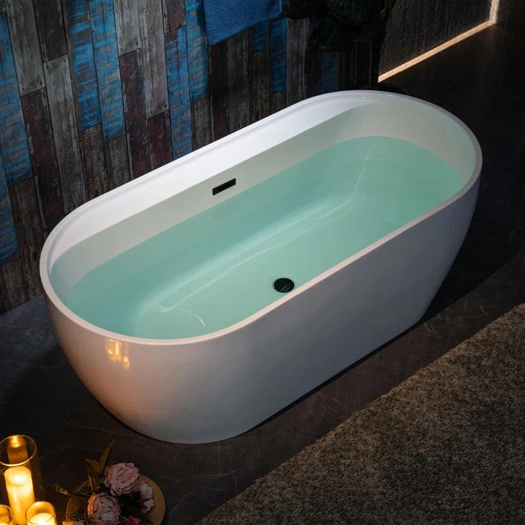 67" x 31.5" Freestanding Soaking Acrylic Bathtub