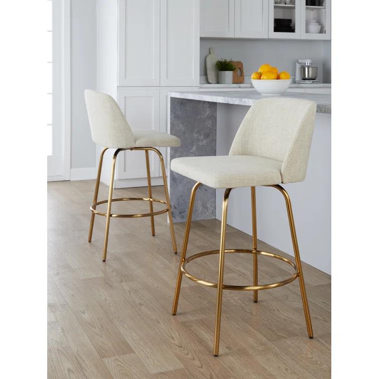 Toriano Swivel Upholstered Counter Stool with Metal Frame (Set of 2)