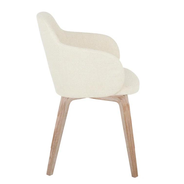 Boyne Contemporary Dining/Accent Chair In Whitewashed Wood And Cream Noise Fabric - Set Of 2 (Set of 2)
