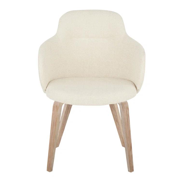 Boyne Contemporary Dining/Accent Chair In Whitewashed Wood And Cream Noise Fabric - Set Of 2 (Set of 2)