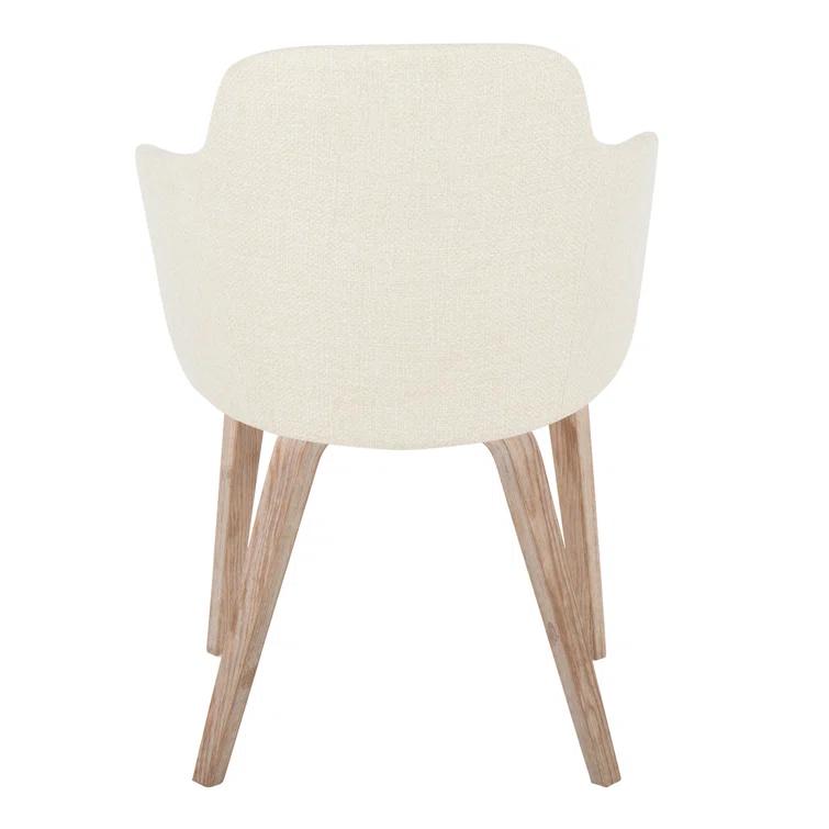 Boyne Contemporary Dining/Accent Chair In Whitewashed Wood And Cream Noise Fabric - Set Of 2 (Set of 2)