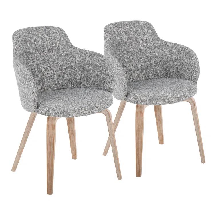 Boyne Contemporary Dining/Accent Chair In Whitewashed Wood And Cream Noise Fabric - Set Of 2 (Set of 2)