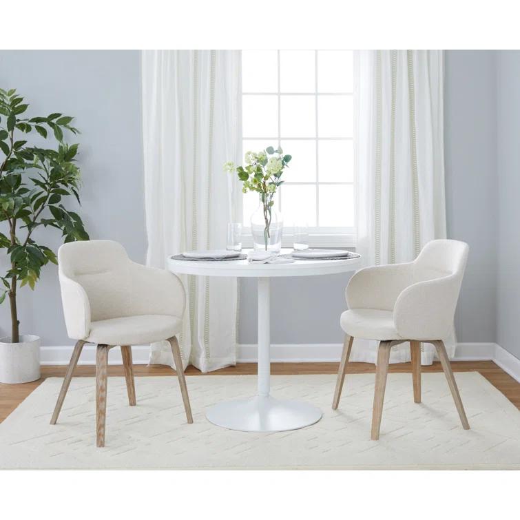 Boyne Contemporary Dining/Accent Chair In Whitewashed Wood And Cream Noise Fabric - Set Of 2 (Set of 2)