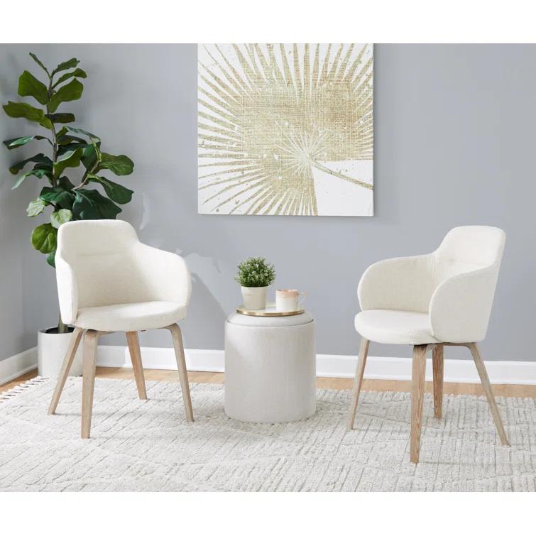 Boyne Contemporary Dining/Accent Chair In Whitewashed Wood And Cream Noise Fabric - Set Of 2 (Set of 2)