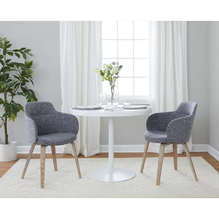 Boyne Contemporary Dining/Accent Chair In Whitewashed Wood And Cream Noise Fabric - Set Of 2 (Set of 2)