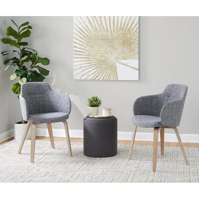 Boyne Contemporary Dining/Accent Chair In Whitewashed Wood And Cream Noise Fabric - Set Of 2 (Set of 2)