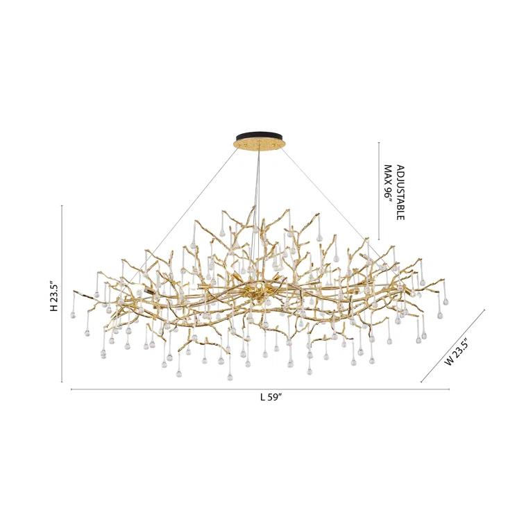 Brass and Crystal 14-Light Plug-in Chandelier