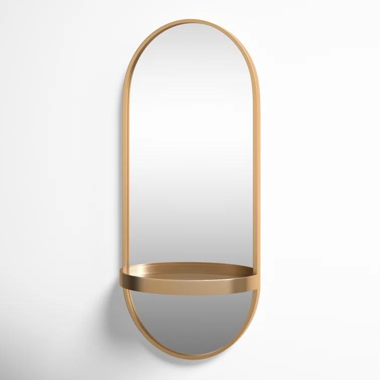 Lumi Metal Flat Mirror with Shelves