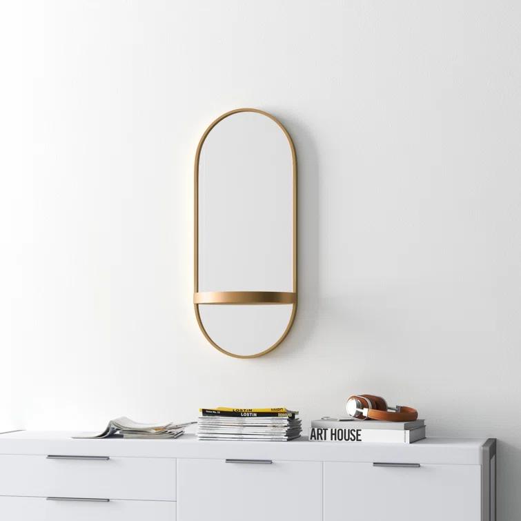 Lumi Metal Flat Mirror with Shelves