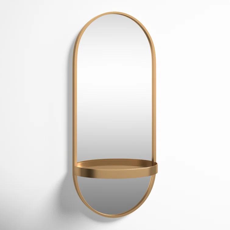 Lumi Metal Flat Mirror with Shelves