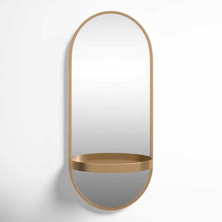 Lumi Metal Flat Mirror with Shelves